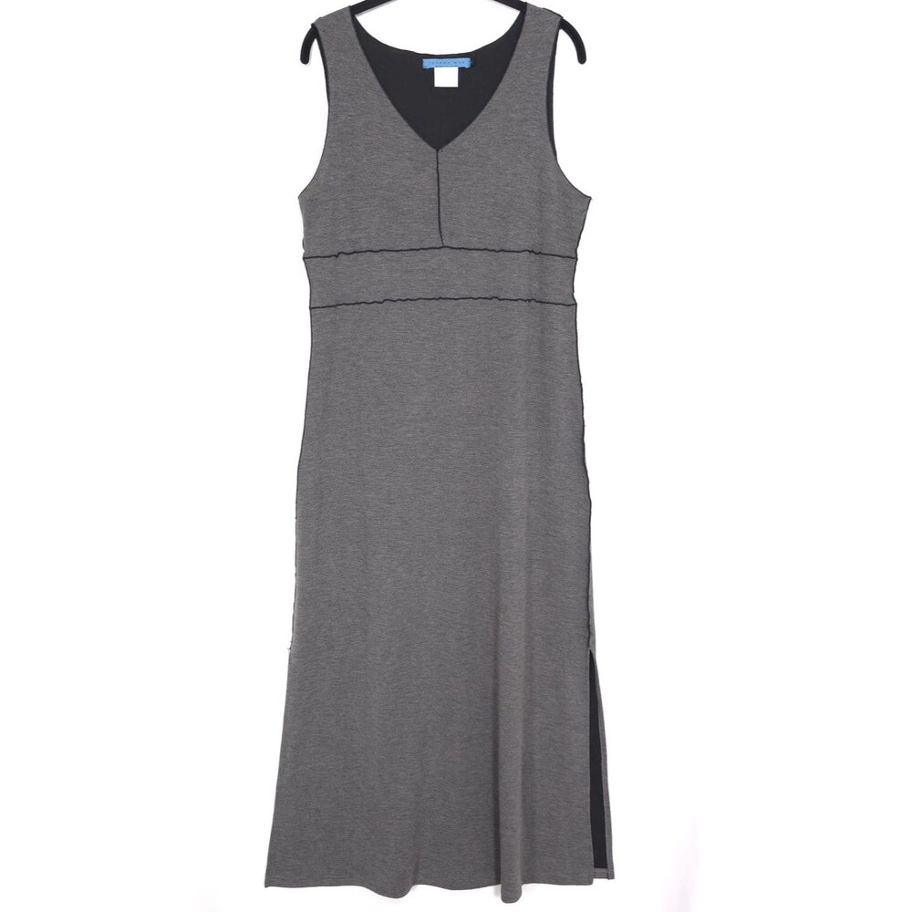 Johnny Was Vintage Maxi Dress‎ Women LARGE Gray Sleeveless V-Neck USA MADE 80852